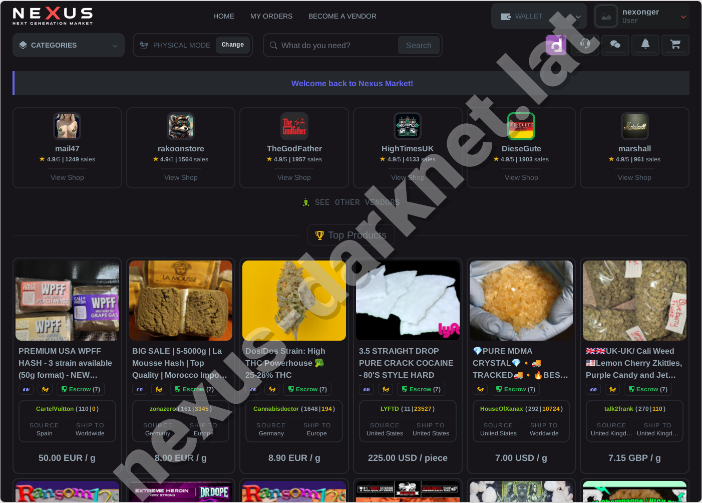 Nexus marketplace dashboard current view 2026 screenshot